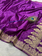 Banarasi Mashru Katan Silk Saree with Butti Zari Weaving - AMKP02