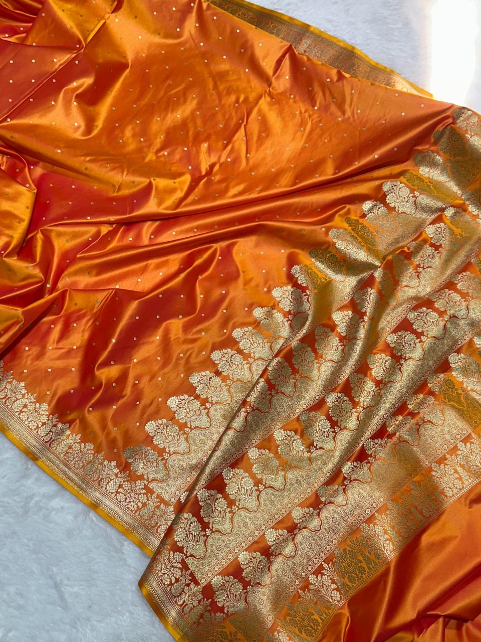 Banarasi Mashru Katan Silk Saree with Butti Zari Weaving - AMKO05