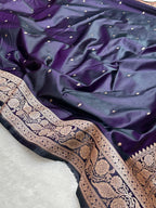 Banarasi Mashru Katan Silk Saree with Butti Zari Weaving - AMKZBP2