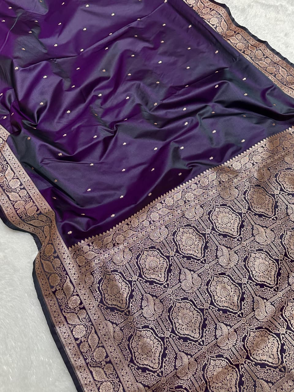 Banarasi Mashru Katan Silk Saree with Butti Zari Weaving - AMKZBP2