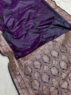 Banarasi Mashru Katan Silk Saree with Butti Zari Weaving - AMKZBP2