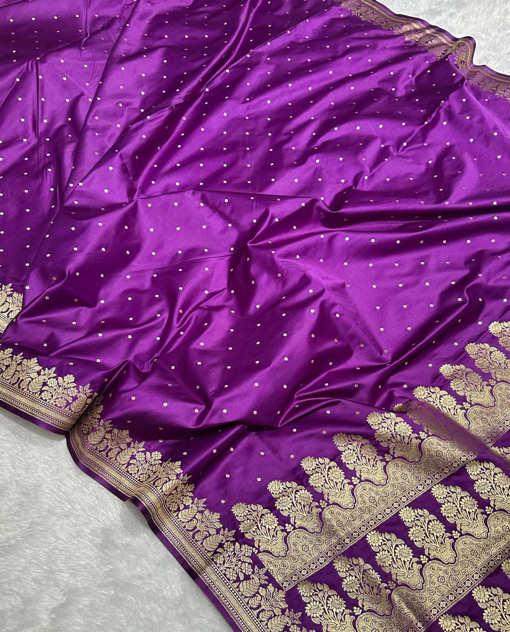 Banarasi Mashru Katan Silk Saree with Butti Zari Weaving - AMKP02