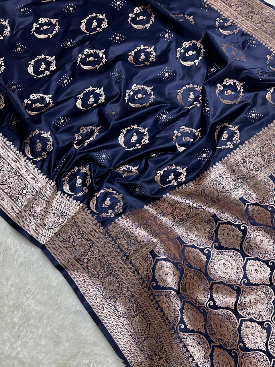 Banarasi Mashru Katan Silk Saree with Heavy Zari Pallu - AKMKNB5