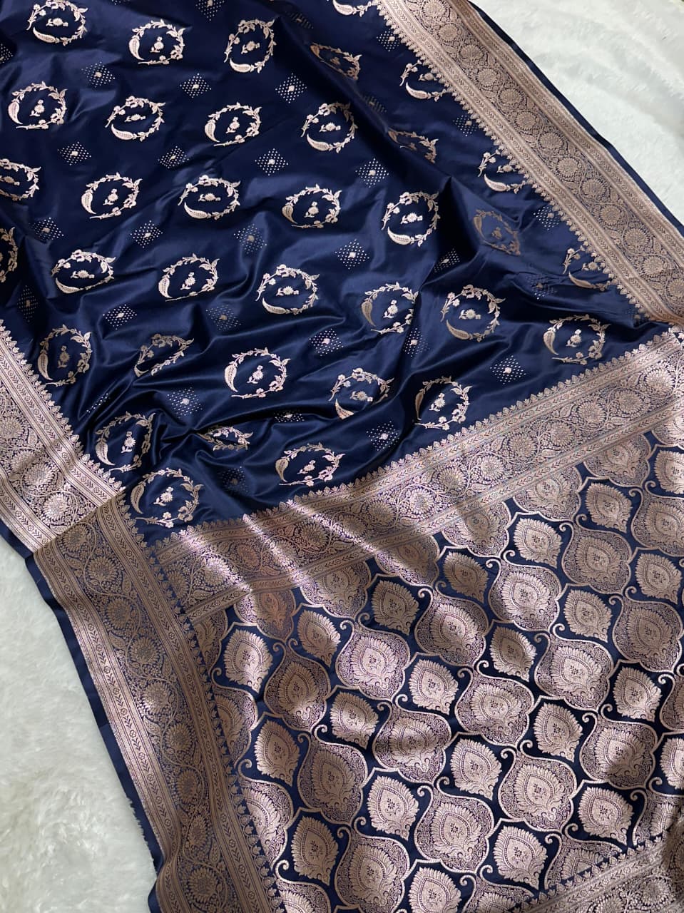 Banarasi Mashru Katan Silk Saree with Heavy Zari Pallu - AKMKNB5