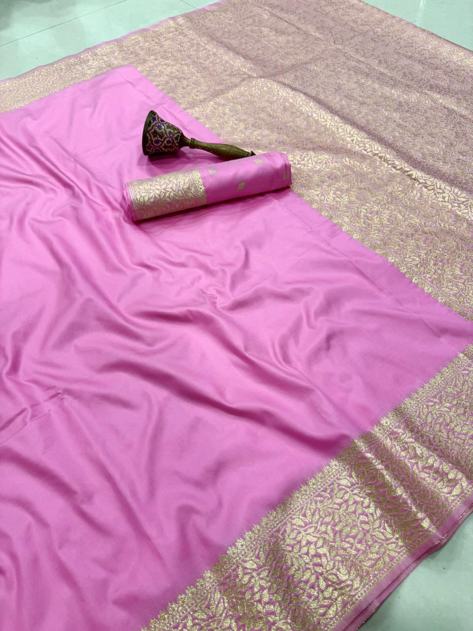 Banarasi Soft Silk Saree with Gold Zari Weaving & Rich Pallu - APBSP13