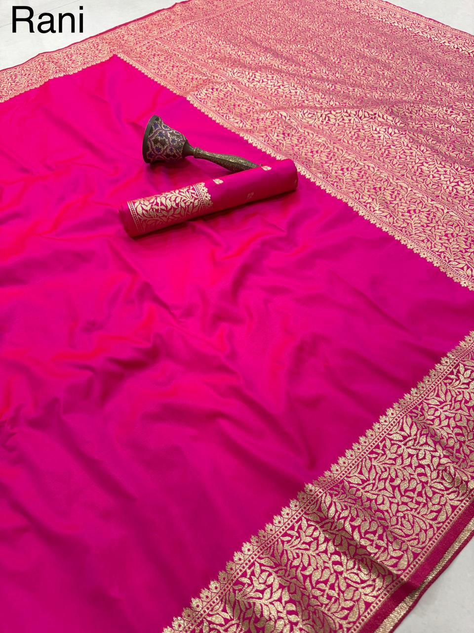 Banarasi Soft Silk Saree with Gold Zari Weaving & Rich Pallu - APBSRP7