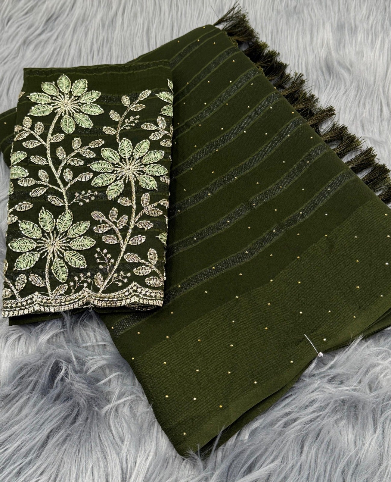 Georgette Viscose Saree with Chatni Work - BKAGVG6