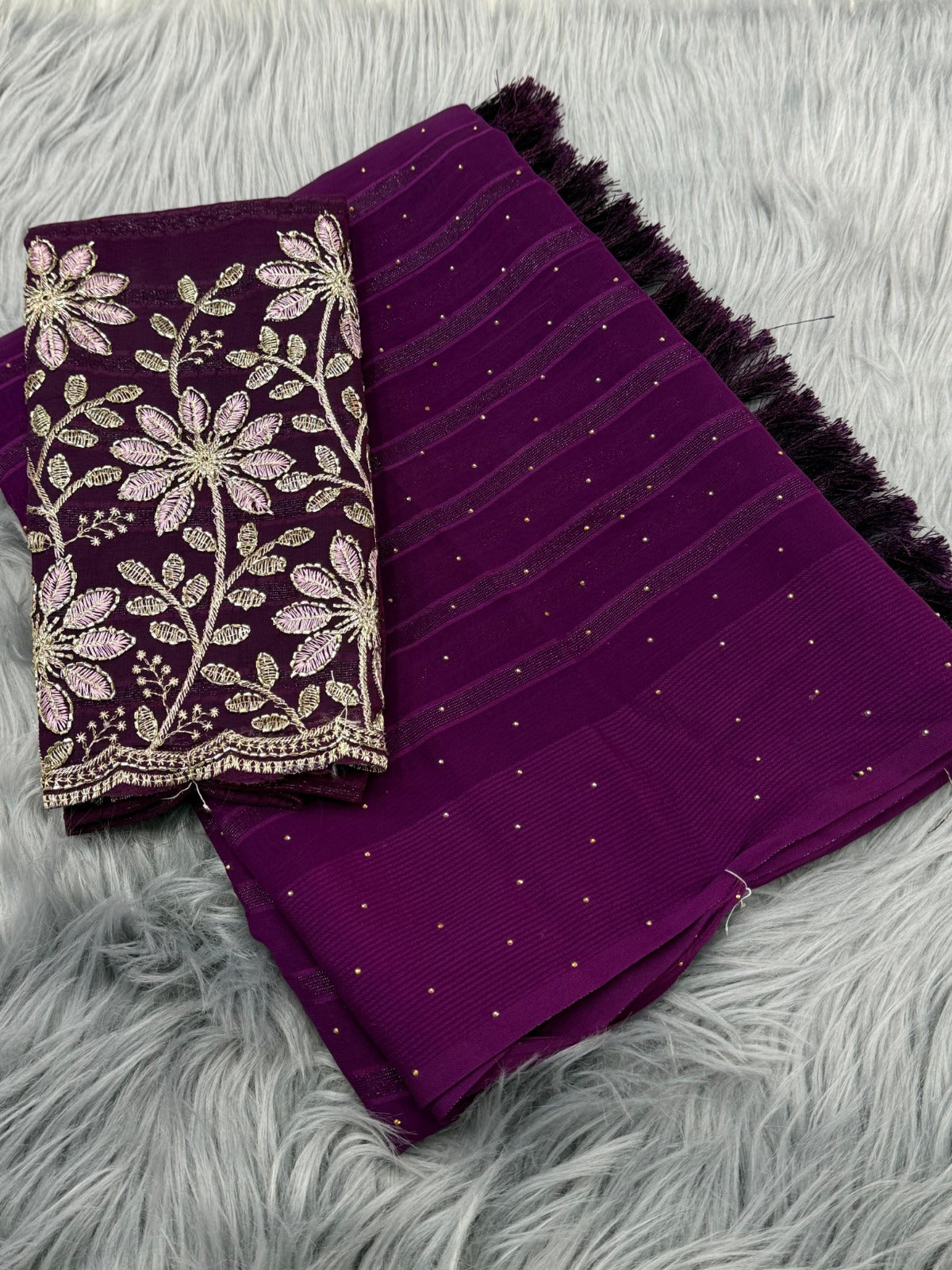 Georgette Viscose Saree with Chatni Work - BKAGVP4