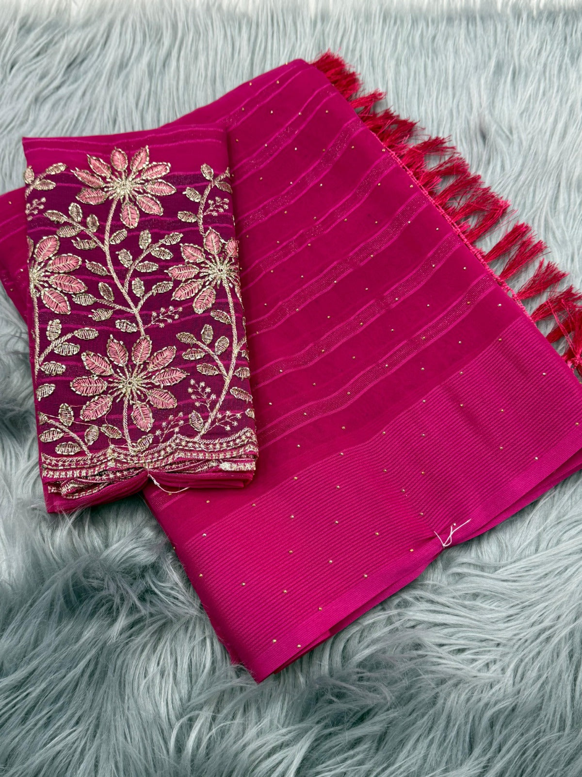 Georgette Viscose Saree with Chatni Work - BKAGVP2