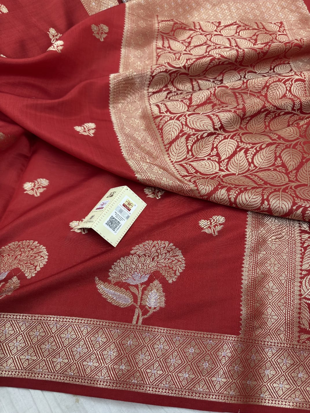 Pure Banarasi Mulberry Chiniya Silk Saree Silkmark Certified - AKMC001