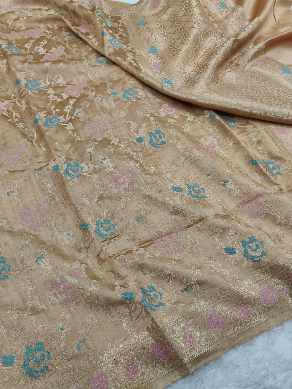 Pure Banarasi Mulberry Chiniya Silk Saree Silkmark Certified - AKMC011