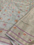 Pure Banarasi Mulberry Chiniya Silk Saree Silkmark Certified - AKMC010