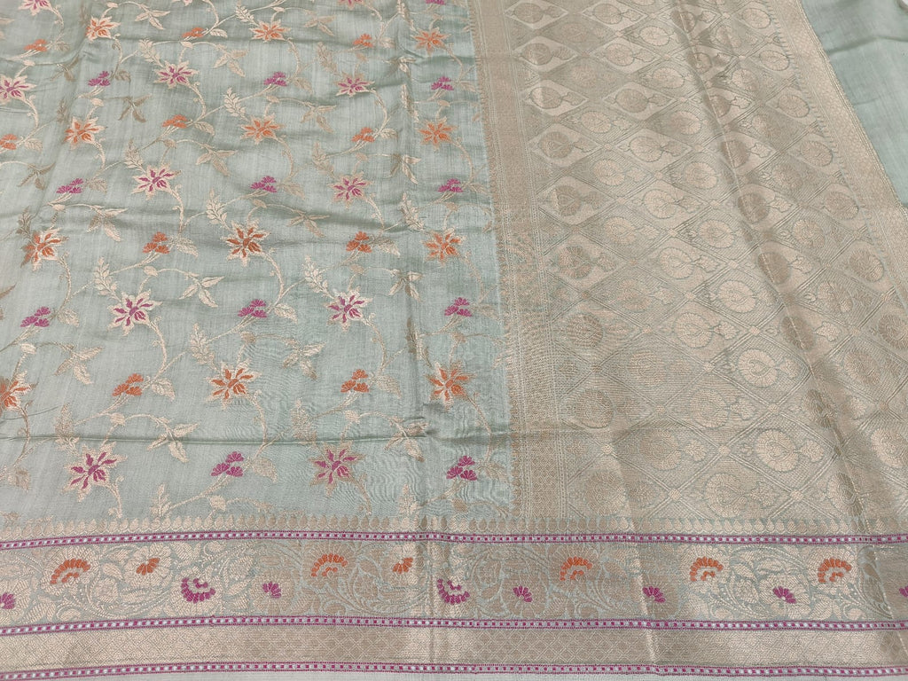 Pure Banarasi Mulberry Chiniya Silk Saree Silkmark Certified - AKMC010