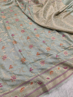 Pure Banarasi Mulberry Chiniya Silk Saree Silkmark Certified - AKMC010