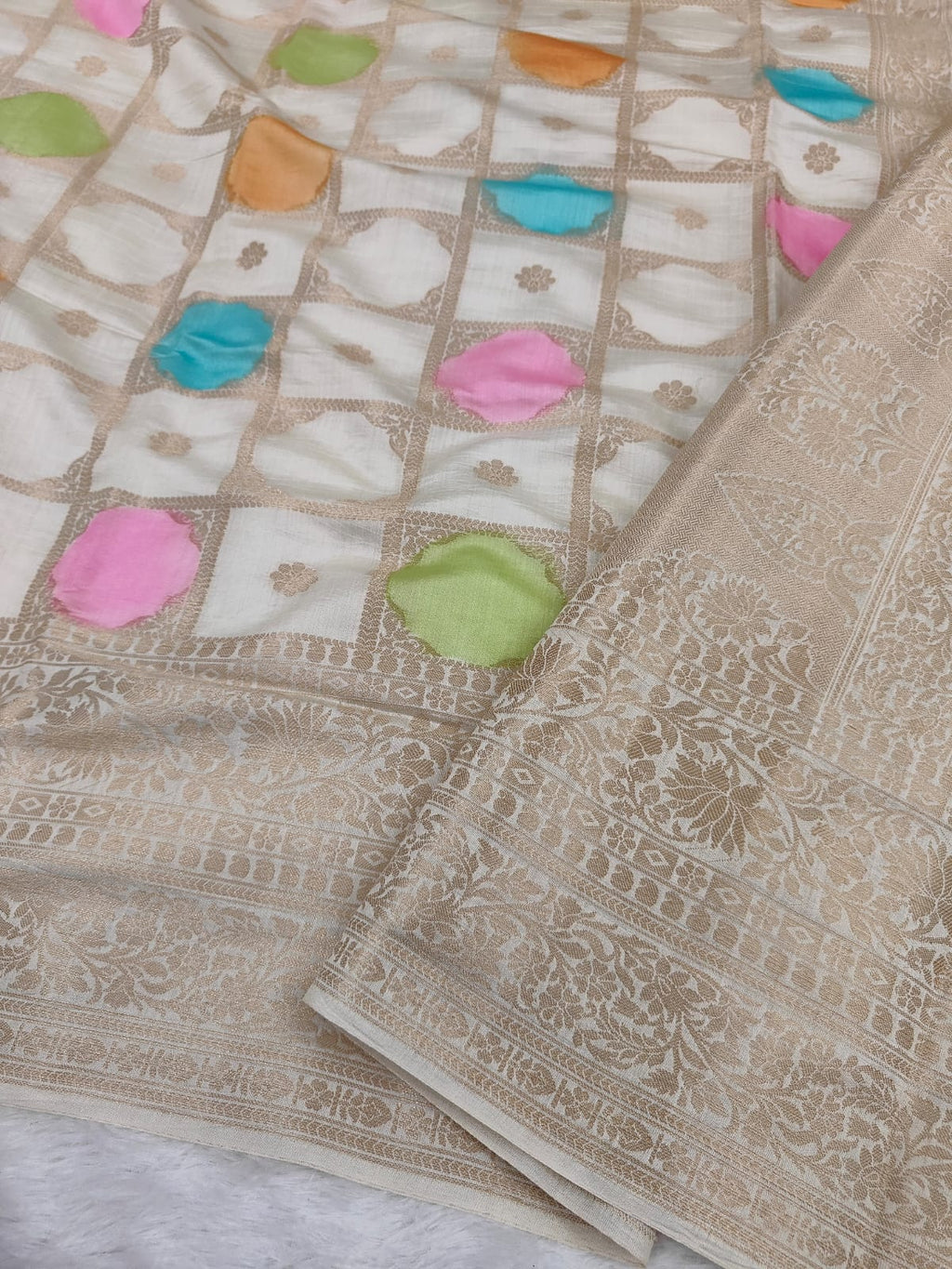 Pure Banarasi Mulberry Chiniya Silk Saree Silkmark Certified - AKMC007