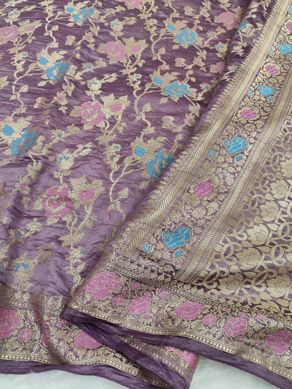 Pure Banarasi Mulberry Chiniya Silk Saree Silkmark Certified - AKMC006