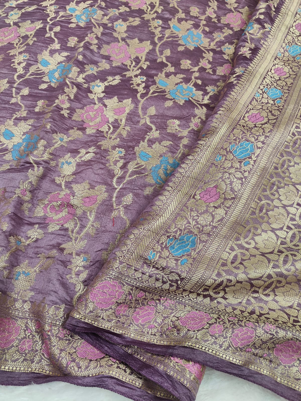 Pure Banarasi Mulberry Chiniya Silk Saree Silkmark Certified - AKMC006