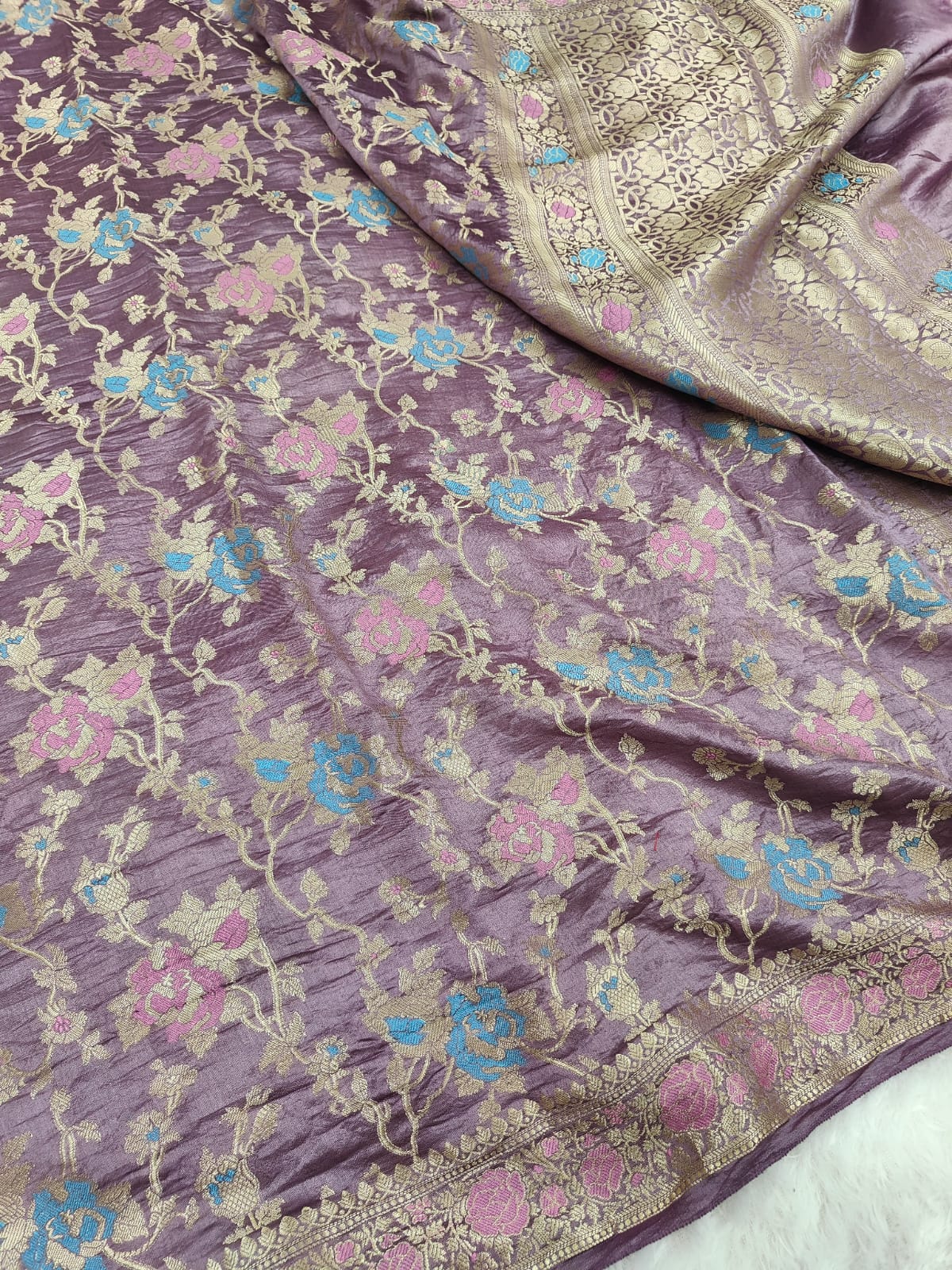 Pure Banarasi Mulberry Chiniya Silk Saree Silkmark Certified - AKMC006