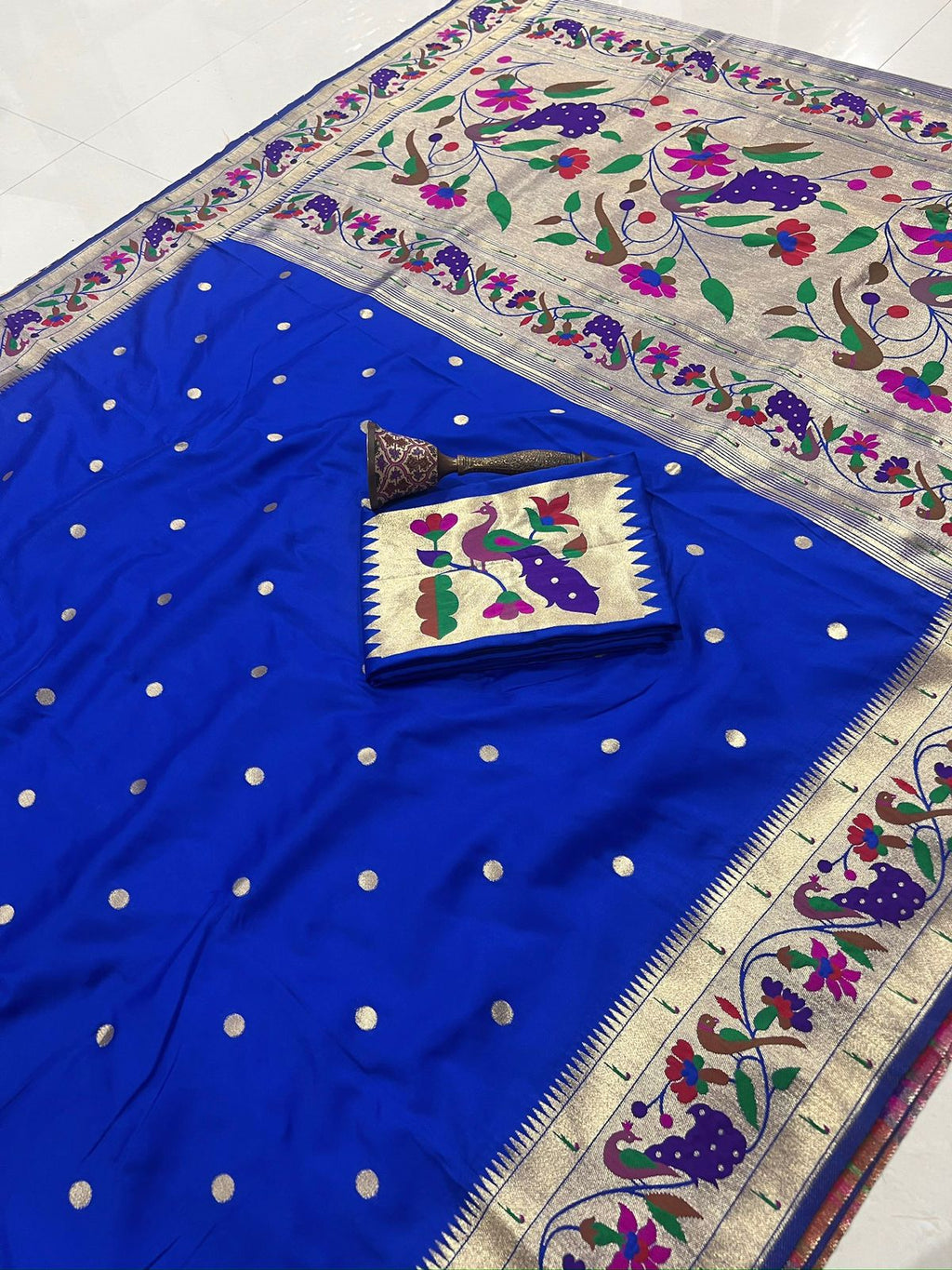 Soft Kanchivaram Paithani Silk Saree with Mina Zari Border - AKPS008