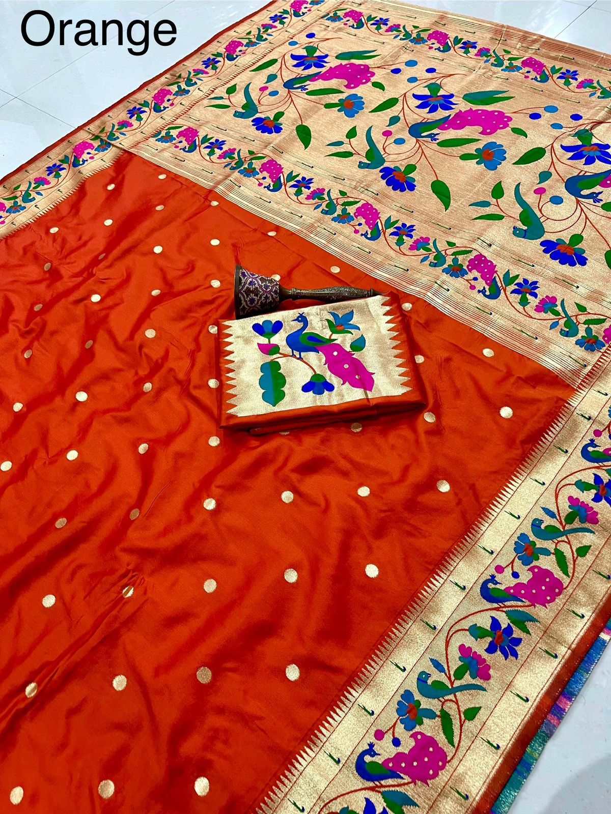 Soft Kanchivaram Paithani Silk Saree with Mina Zari Border - AKPS009