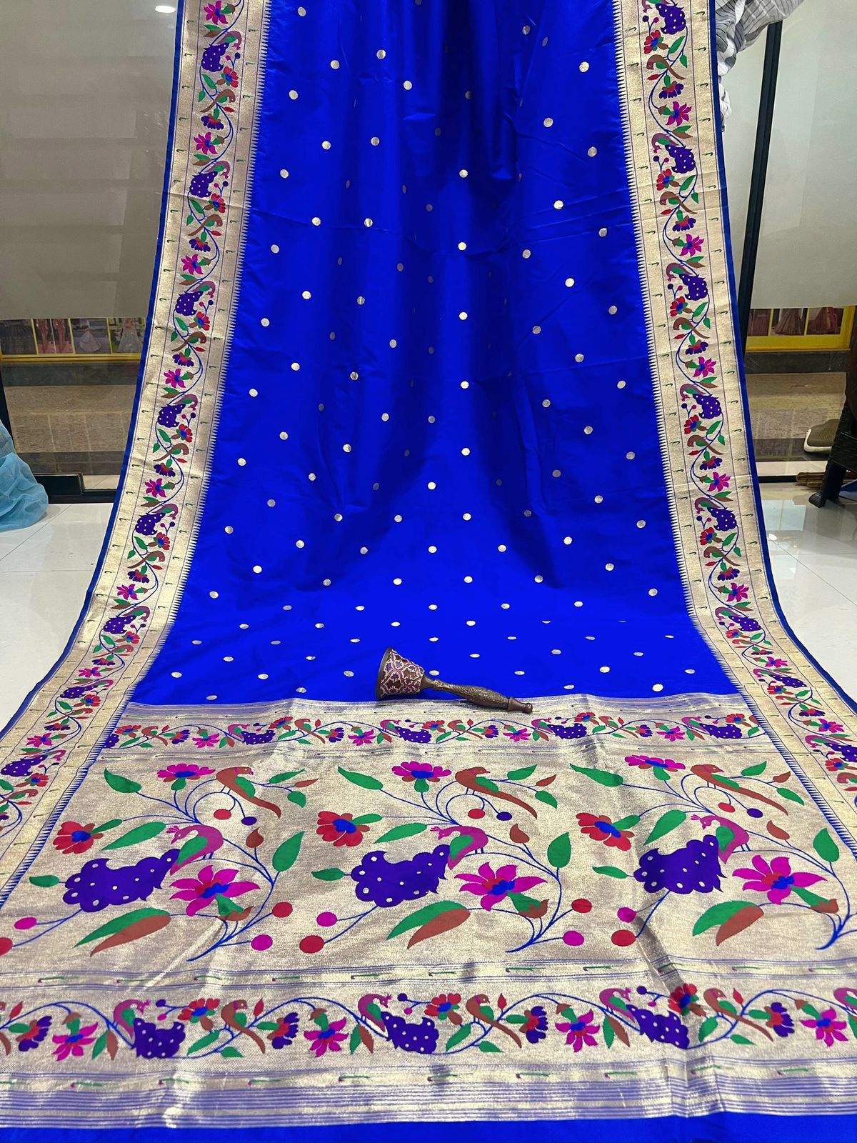 Soft Kanchivaram Paithani Silk Saree with Mina Zari Border - AKPS008