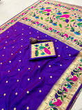 Soft Kanchivaram Paithani Silk Saree with Mina Zari Border - AKPS007