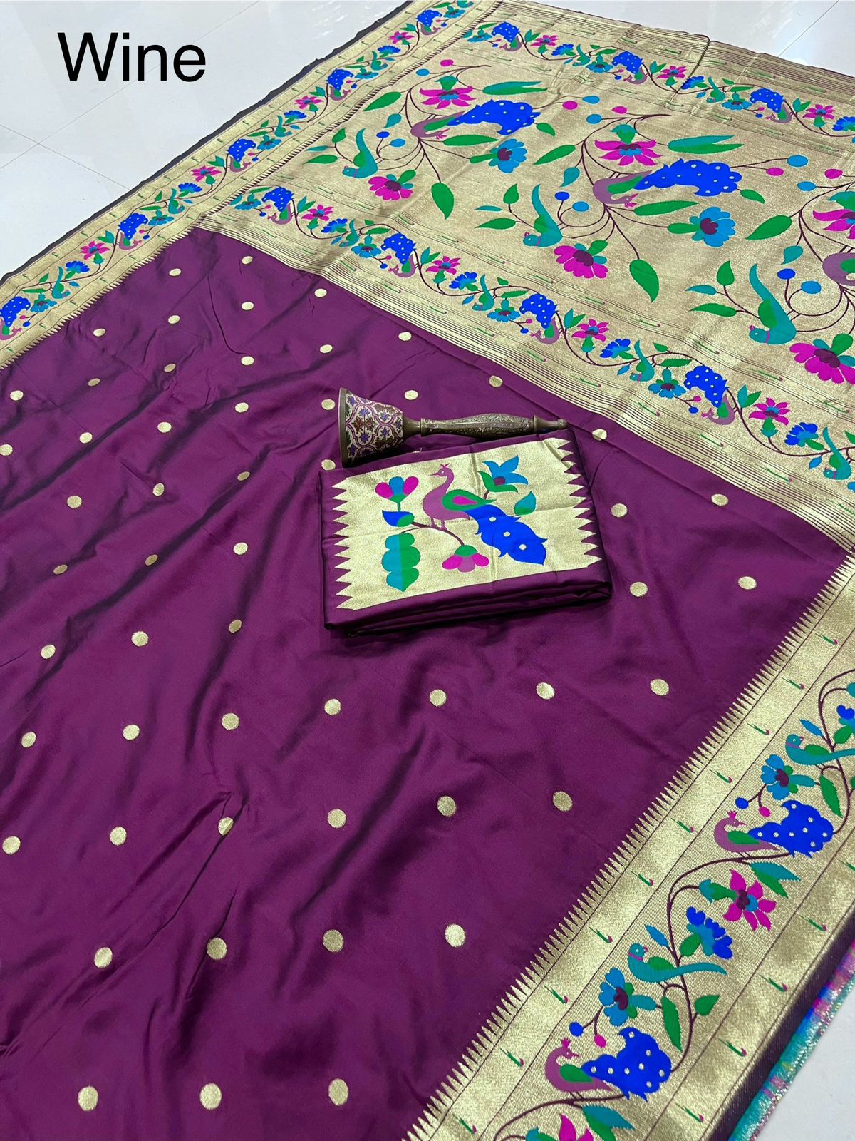 Soft Kanchivaram Paithani Silk Saree with Mina Zari Border - AKPS002