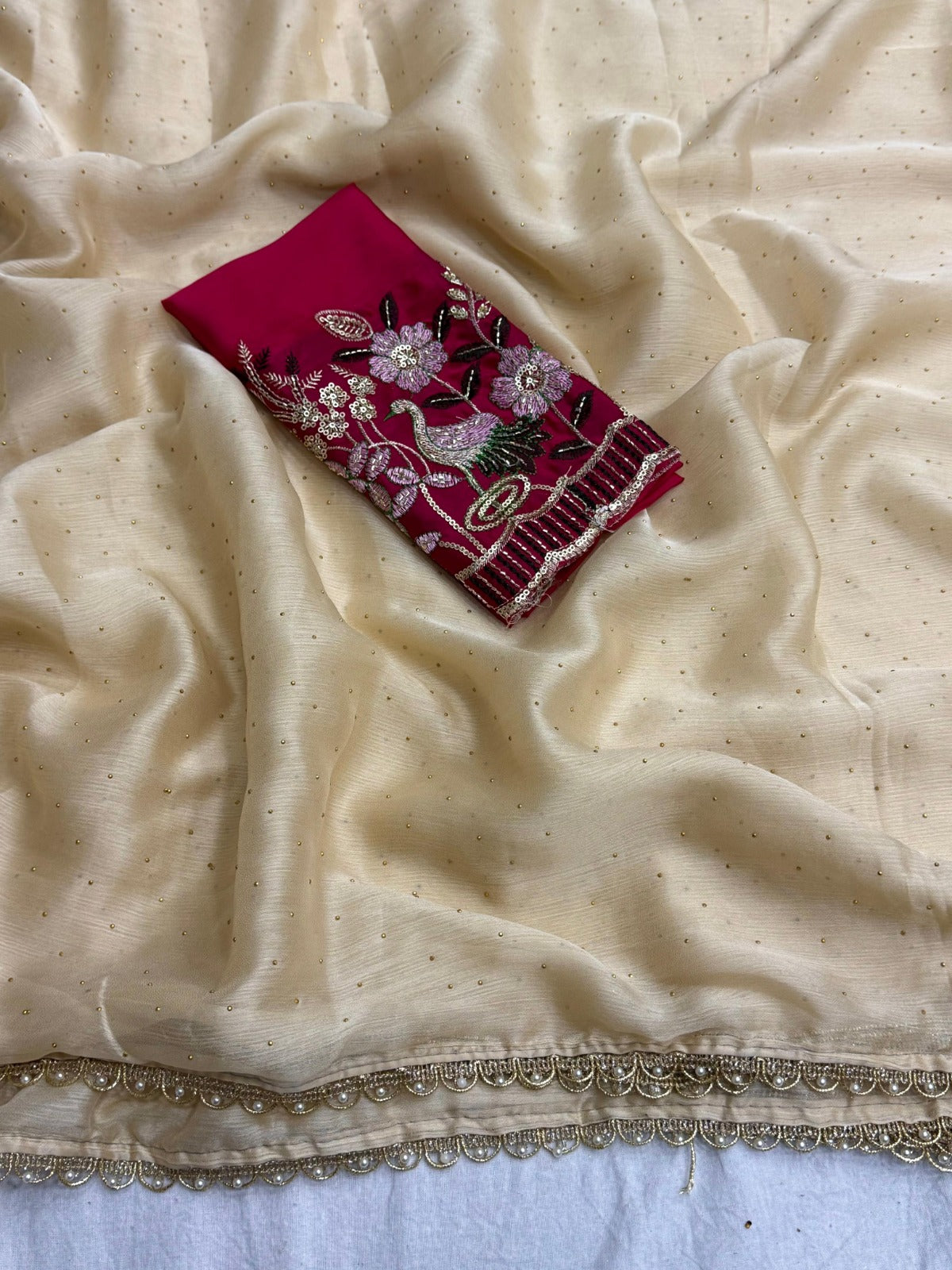 Designer Chiffon Saree with Chatni Work - ADCCW03