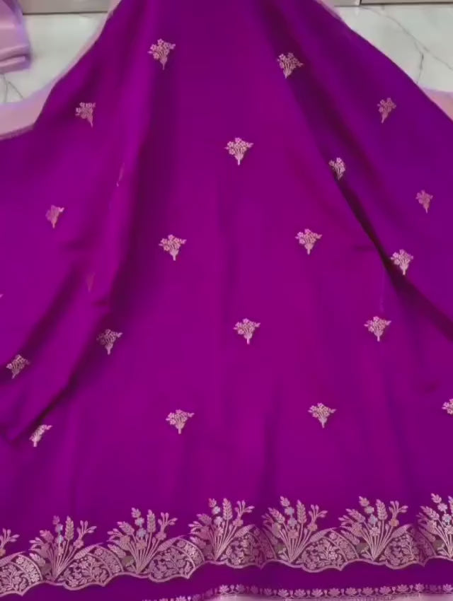 Banarasi Katan Silk with Minakari Border - BKMBP1