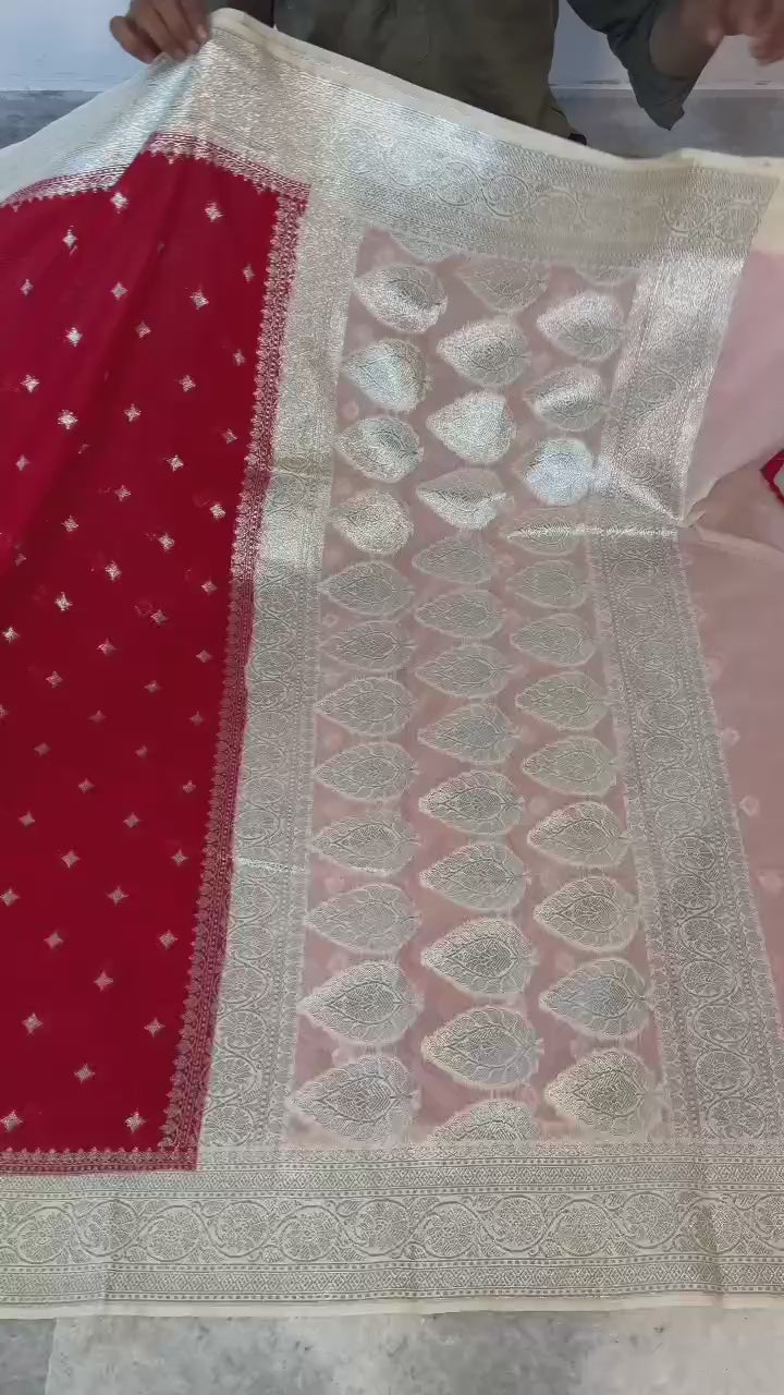 Banarasi Handloom Katan Georgette Semi Silk Saree - ABKG004