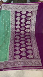 Banarasi Handloom Katan Georgette Semi Silk Saree - ABKG003