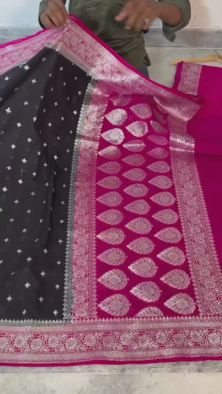 Banarasi Handloom Katan Georgette Semi Silk Saree - ABKG005