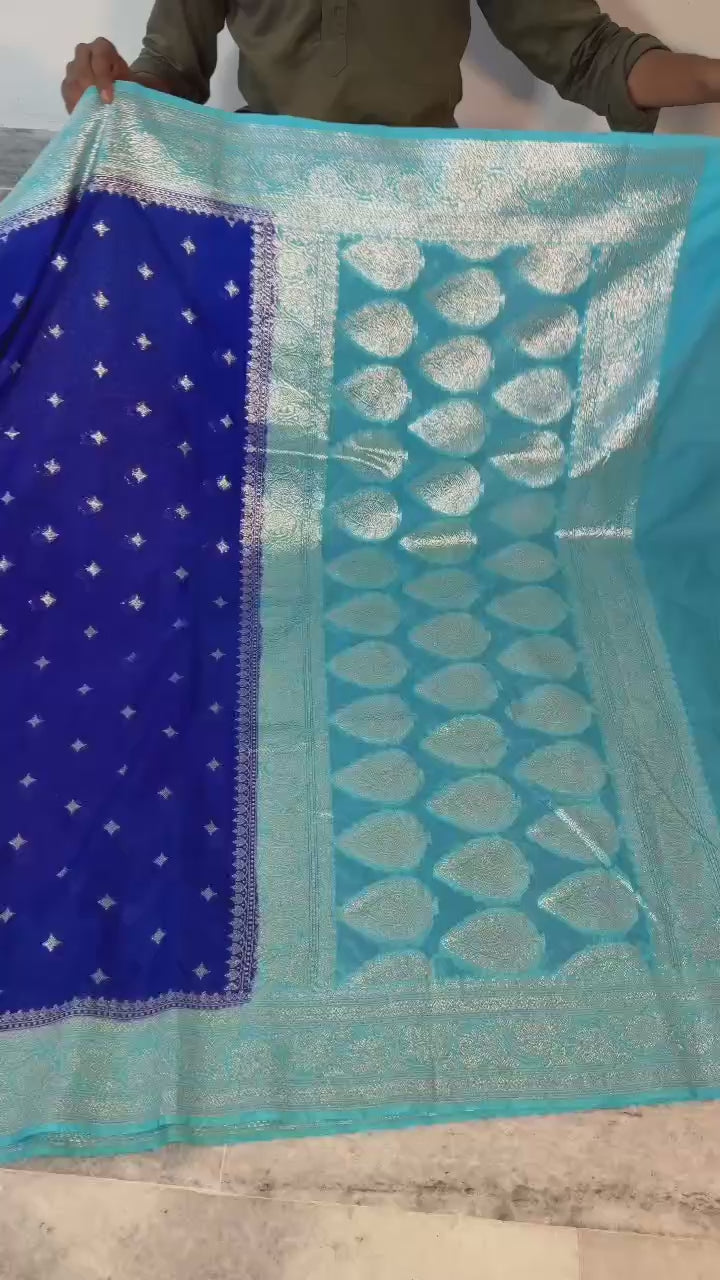Banarasi Handloom Katan Georgette Semi Silk Saree - ABKG001