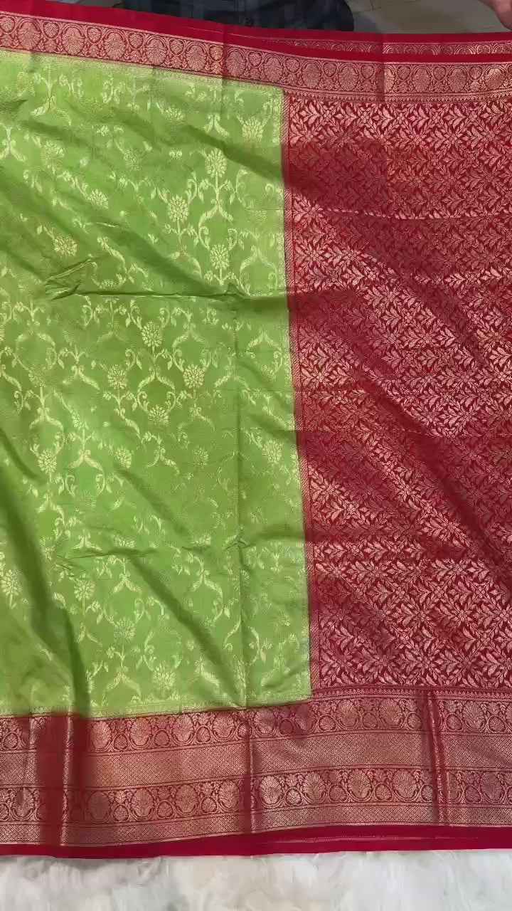 Banarasi Handloom Chinya Silk Saree - BHCGRDB1