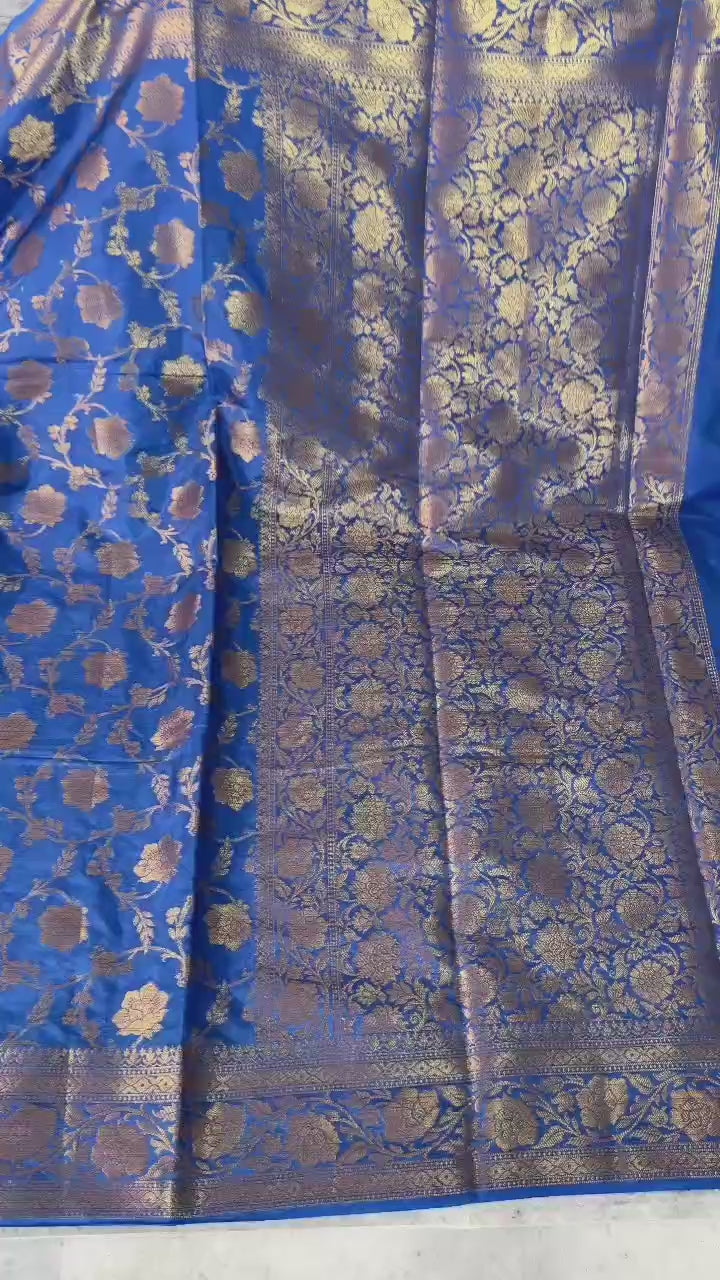 Banarasi Katan Silk Saree with Antique Zari Weaving - BKAZB01