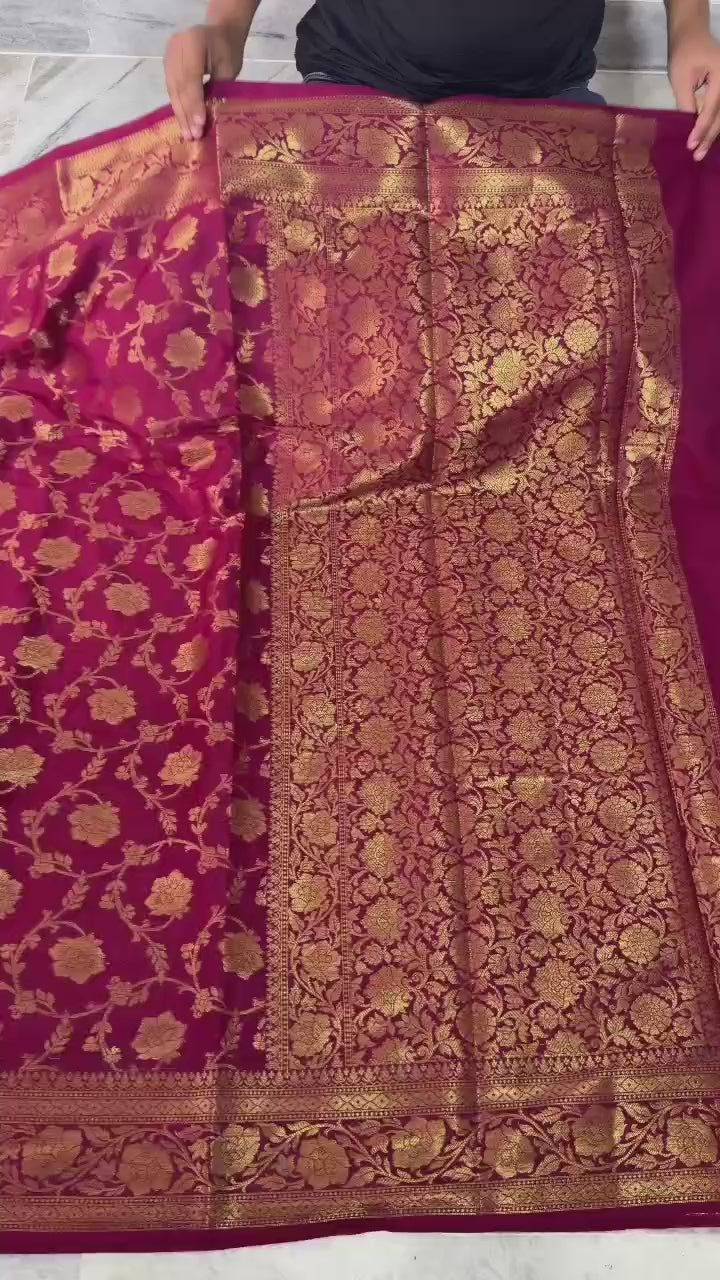 Banarasi Katan Silk Saree with Antique Zari Weaving - BKAZPM01