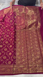 Banarasi Katan Silk Saree with Antique Zari Weaving - BKAZPM01