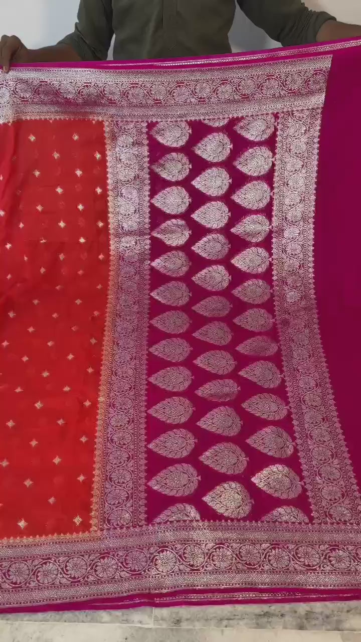 Banarasi Handloom Katan Georgette Semi Silk Saree - ABKG002